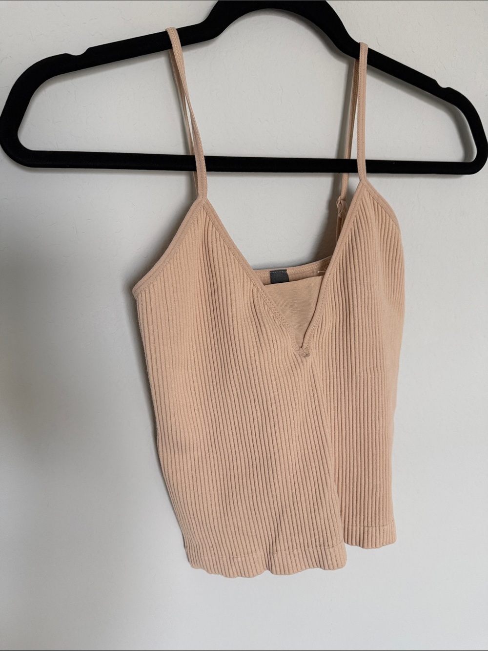 Alya Ribbed V-Neck Cami in Beige